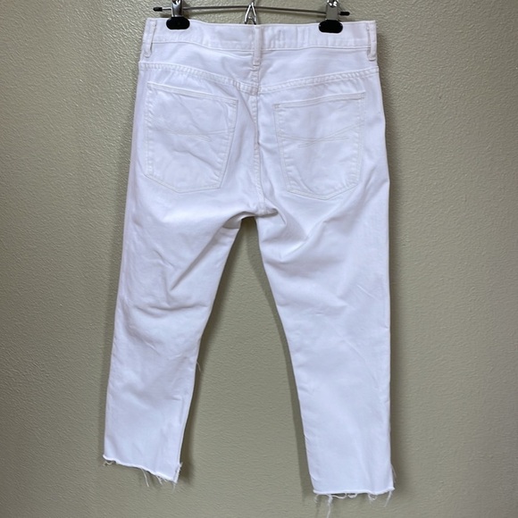 Gap 1969 boyfriend distressed cropped white jeans SZ 4 - Picture 3 of 9